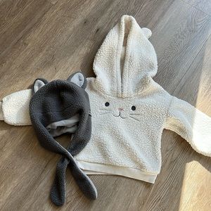 Carter’s Girl’s Sherpa White Cat Hoodie Size 2t